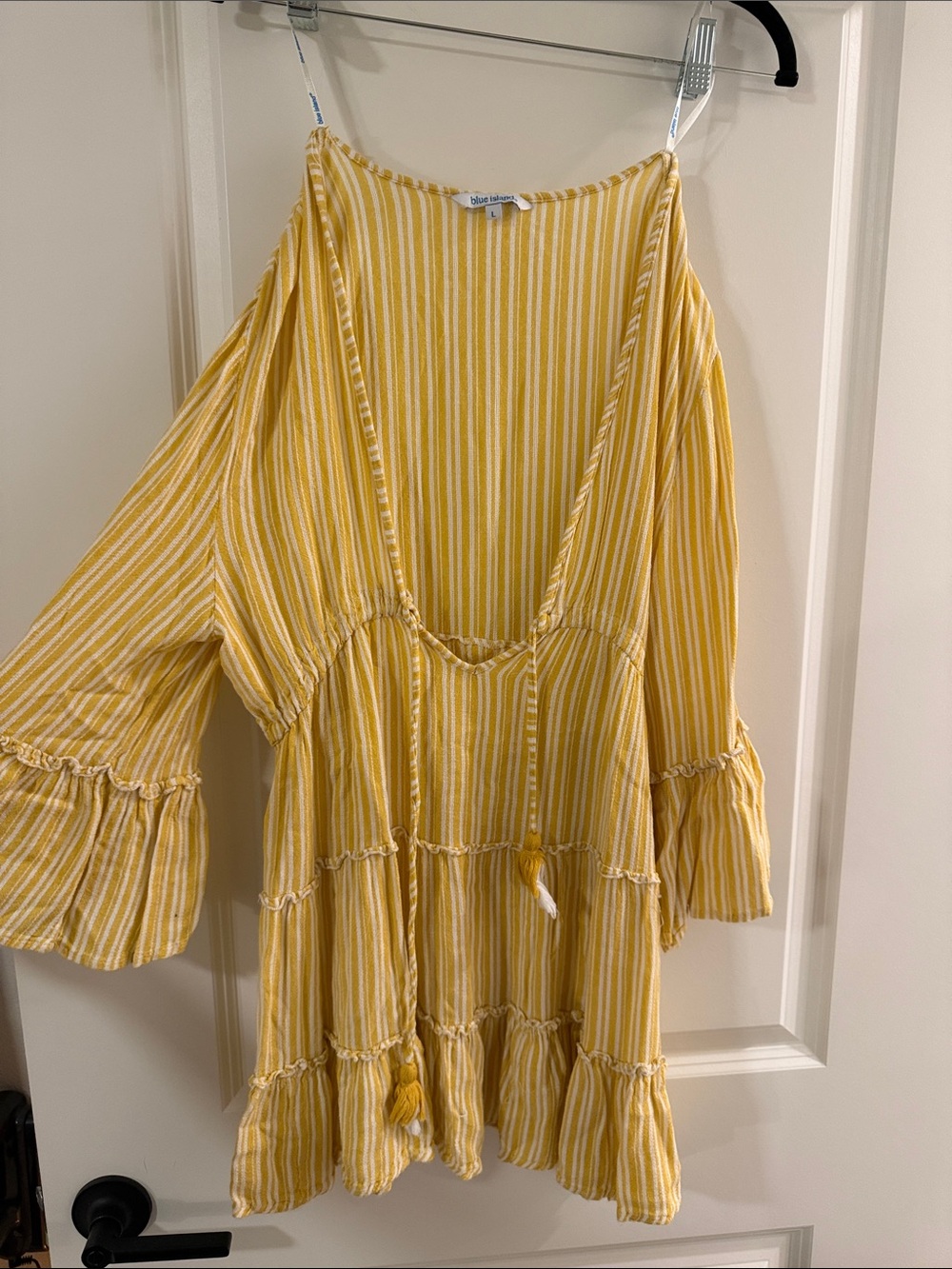 Blue Life Yellow and White Striped Boho Tunic